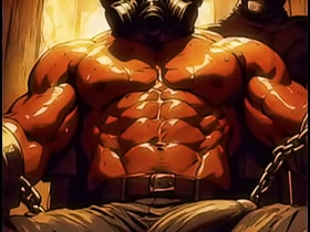 AI生成的蒙面肌肉诱惑：暗室勾引 japanese dad son gay porn